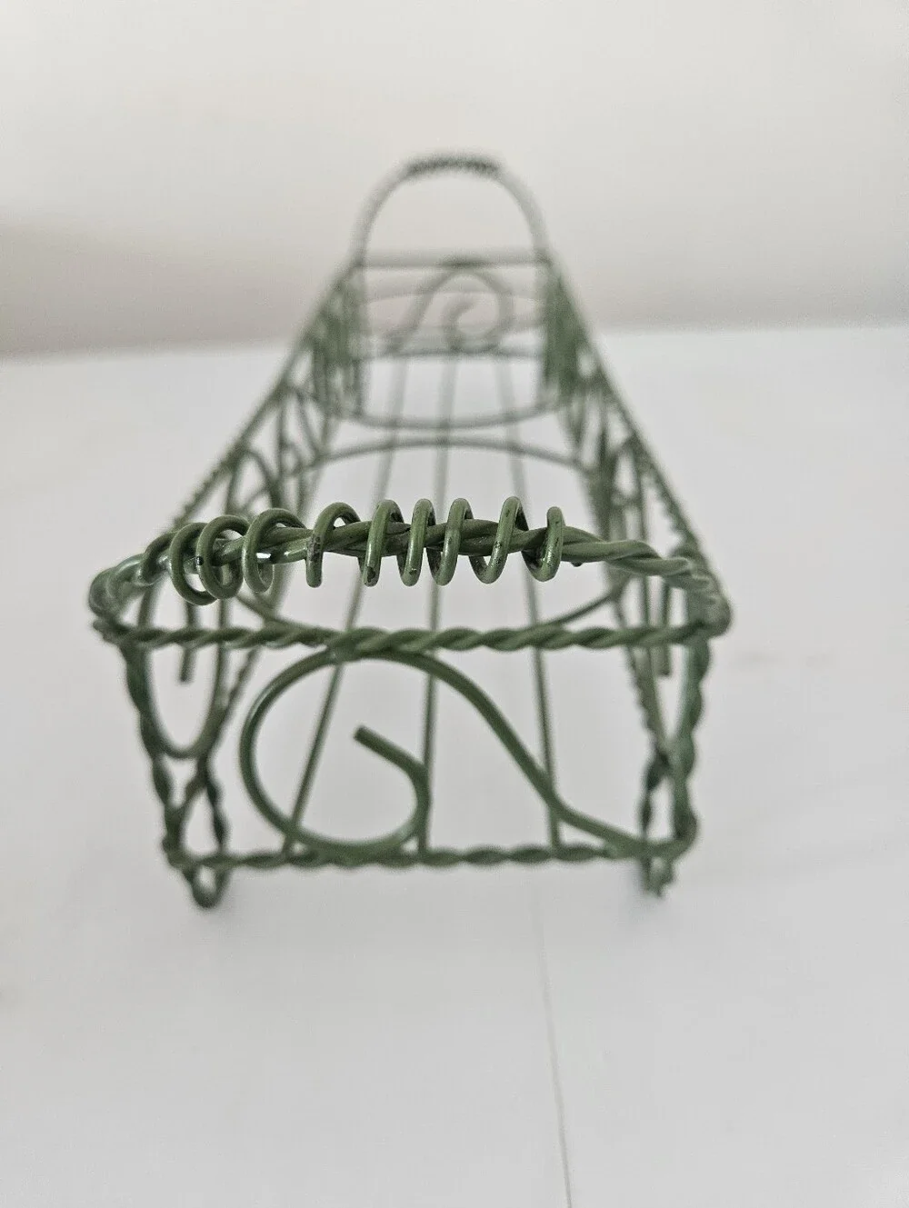 VTG Green Coated French Wire 3-Pot / Jar Plant Holder | SZ 19